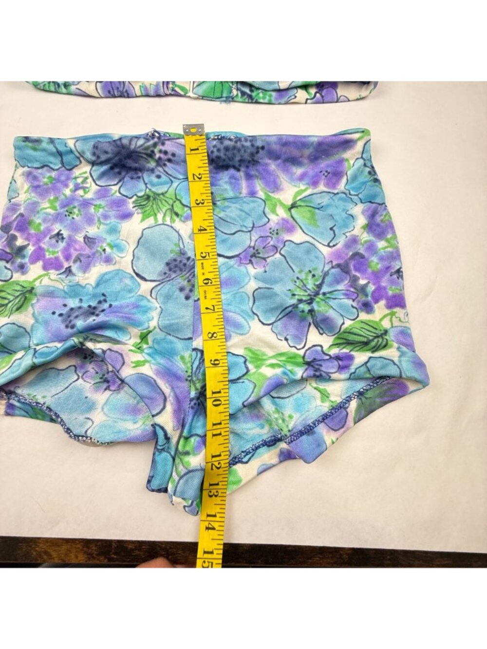 Vintage Sirena Blue Purple Floral 2pc Bathing Suit Size 10 Needs Repairing As-Is - Picture 13 of 13
